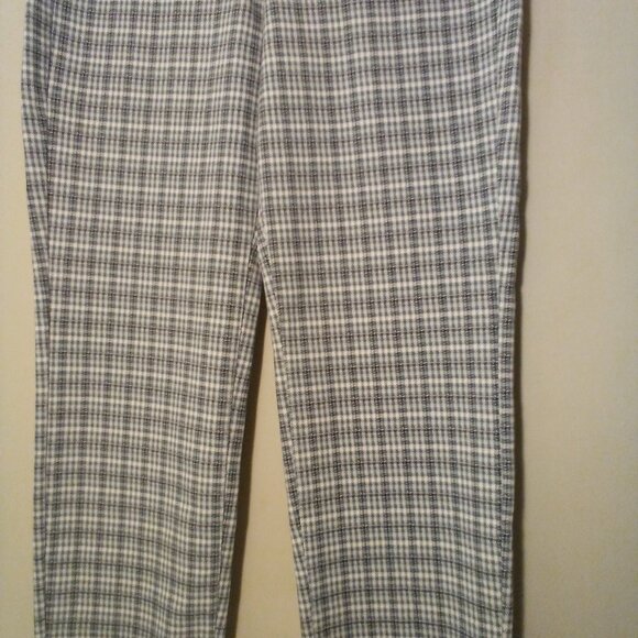 Liverpool Pants Women 10 Stretch Straight Plaid Blue Brown - Picture 8 of 16